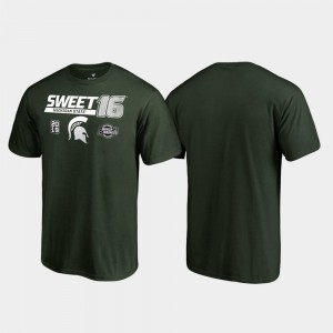 Michigan State Spartans T-Shirt March Madness 2019 NCAA Basketball Tournament Men's Green Sweet 16 Backdoor