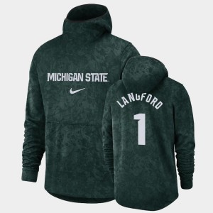 Michigan State Spartans Joshua Langford Hoodie Green #1 Basketball Spotlight Pullover Team Logo For Men