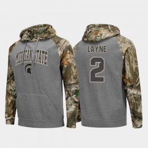 Michigan State Spartans Justin Layne Hoodie For Men's Realtree Camo Charcoal #2 College Football Raglan