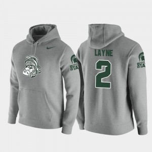 Michigan State Spartans Justin Layne Hoodie For Men #2 Heathered Gray Vault Logo Club Pullover