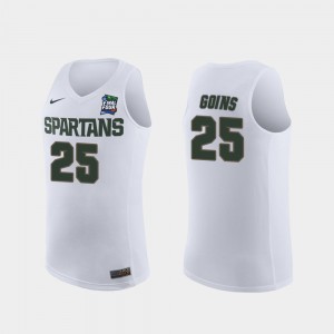 Michigan State Spartans Kenny Goins Jersey Replica #25 White 2019 Final-Four Mens