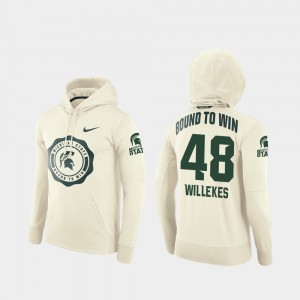 Michigan State Spartans Kenny Willekes Hoodie #48 College Football Pullover Mens Cream Rival Therma