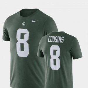 Michigan State Spartans Kirk Cousins T-Shirt Football Performance #8 For Men Green