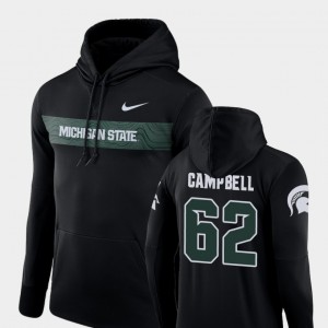 Michigan State Spartans Luke Campbell Hoodie Black Sideline Seismic #62 For Men Football Performance