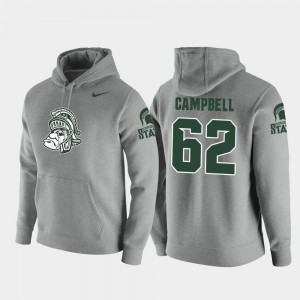 Michigan State Spartans Luke Campbell Hoodie Vault Logo Club Heathered Gray #62 Pullover For Men's