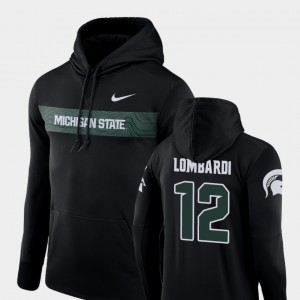 Michigan State Spartans Rocky Lombardi Hoodie #12 Black For Men's Football Performance Sideline Seismic