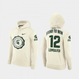 Michigan State Spartans Rocky Lombardi Hoodie Cream College Football Pullover Men's Rival Therma #12