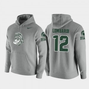 Michigan State Spartans Rocky Lombardi Hoodie Pullover #12 Vault Logo Club Heathered Gray For Men
