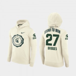 Michigan State Spartans Weston Bridges Hoodie Rival Therma Mens Cream #27 College Football Pullover