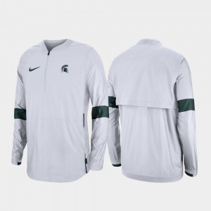 Michigan State Spartans Jacket 2019 Coaches Sideline White For Men Quarter-Zip
