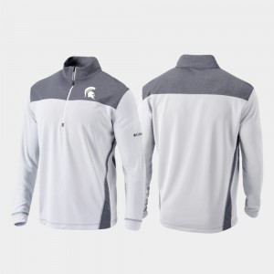 Michigan State Spartans Jacket Men Quarter-Zip Pullover Omni-Wick Standard White