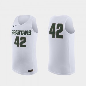 Michigan State Spartans Jersey Mens #42 College Basketball White Replica