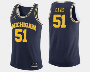 Michigan Wolverines Austin Davis Jersey College Basketball Navy Men's #51