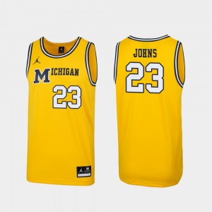 Michigan Wolverines Brandon Johns Jr. Jersey Replica 1989 Throwback College Basketball #23 Maize For Men's