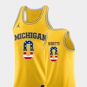 Michigan Wolverines Brent Hibbitts Jersey Yellow Mens College Basketball USA Flag #0