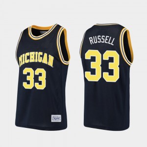 Michigan Wolverines Cazzie Russell Jersey Navy #33 For Men's Basketball Alumni