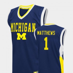 Michigan Wolverines Charles Matthews Jersey #1 Blue Mens College Basketball Fadeaway