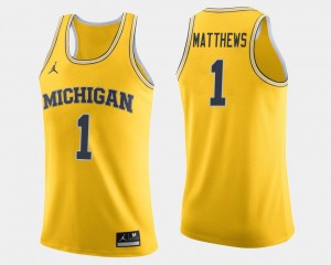 Michigan Wolverines Charles Matthews Jersey #1 For Men's Maize College Basketball