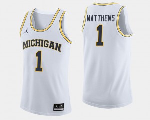 Michigan Wolverines Charles Matthews Jersey Men's White #1 College Basketball