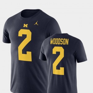 Michigan Wolverines Charles Woodson T-Shirt #2 Navy Men Jordan Football Performance