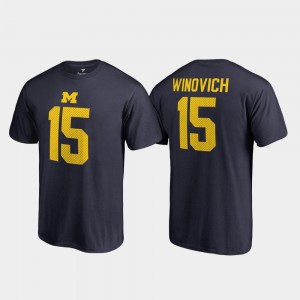 Michigan Wolverines Chase Winovich T-Shirt Mens #15 Name & Number Navy College Legends