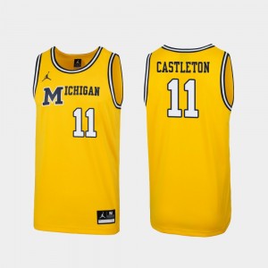 Michigan Wolverines Colin Castleton Jersey 1989 Throwback College Basketball #11 Maize Replica Men's