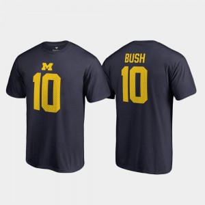 Michigan Wolverines Devin Bush T-Shirt Name & Number Men's College Legends #10 Navy