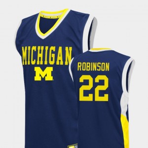 Michigan Wolverines Duncan Robinson Jersey #22 Fadeaway College Basketball Blue For Men
