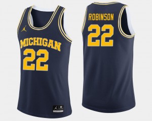 Michigan Wolverines Duncan Robinson Jersey Navy For Men #22 College Basketball