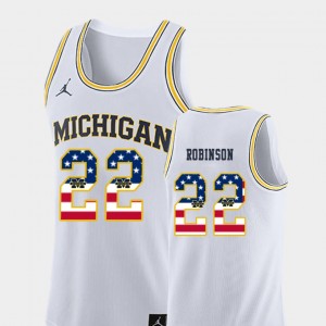 Michigan Wolverines Duncan Robinson Jersey College Basketball #22 USA Flag For Men White