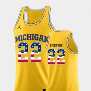 Michigan Wolverines Duncan Robinson Jersey Men College Basketball #22 Yellow USA Flag