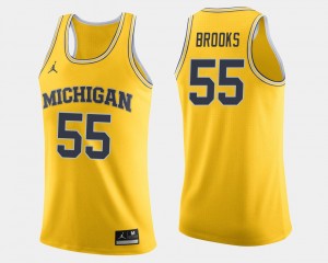 Michigan Wolverines Eli Brooks Jersey Maize #55 Men College Basketball