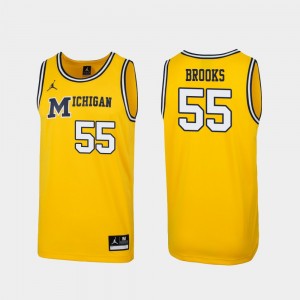 Michigan Wolverines Eli Brooks Jersey Replica #55 1989 Throwback College Basketball Maize Men