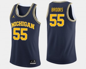 Michigan Wolverines Eli Brooks Jersey College Basketball Navy #55 Men