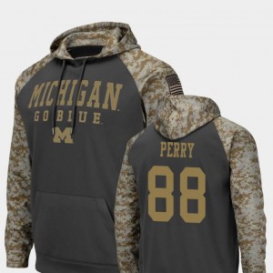 Michigan Wolverines Grant Perry Hoodie #88 United We Stand Colosseum Football Men Charcoal