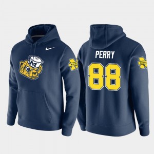 Michigan Wolverines Grant Perry Hoodie For Men's Pullover Vault Logo Club Navy #88