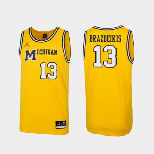 Michigan Wolverines Ignas Brazdeikis Jersey 1989 Throwback College Basketball #13 For Men Replica Maize