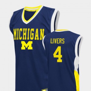 Michigan Wolverines Isaiah Livers Jersey Fadeaway Mens Blue #4 College Basketball