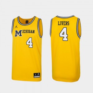 Michigan Wolverines Isaiah Livers Jersey For Men #4 Replica 1989 Throwback College Basketball Maize