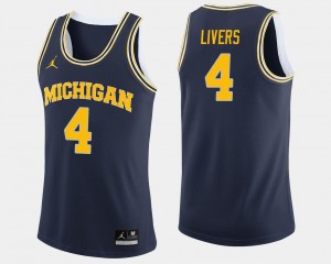 Michigan Wolverines Isaiah Livers Jersey #4 Navy College Basketball For Men