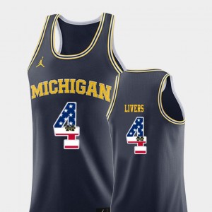 Michigan Wolverines Isaiah Livers Jersey #4 USA Flag Navy College Basketball Men's