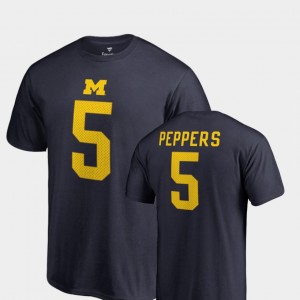 Michigan Wolverines Jabrill Peppers T-Shirt Navy Men's #5 Name & Number College Legends