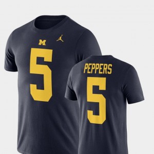 Michigan Wolverines Jabrill Peppers T-Shirt Mens #5 Jordan Football Performance Navy