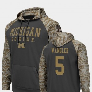 Michigan Wolverines Jared Wangler Hoodie #5 United We Stand Colosseum Football Mens Charcoal