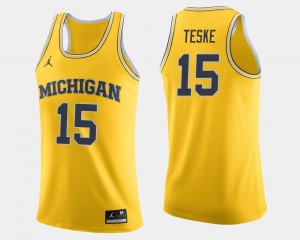 Michigan Wolverines Jon Teske Jersey #15 Maize College Basketball For Men