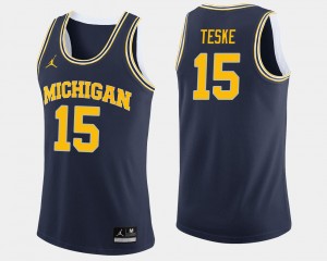 Michigan Wolverines Jon Teske Jersey College Basketball Men Navy #15