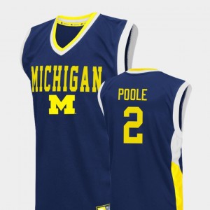 Michigan Wolverines Jordan Poole Jersey Fadeaway Blue College Basketball #2 Men's
