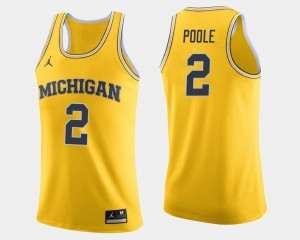Michigan Wolverines Jordan Poole Jersey Mens #2 College Basketball Maize