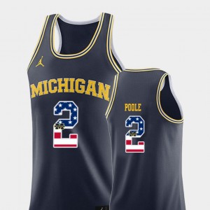 Michigan Wolverines Jordan Poole Jersey Navy #2 College Basketball Men USA Flag