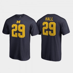 Michigan Wolverines Leon Hall T-Shirt Name & Number College Legends For Men #29 Navy